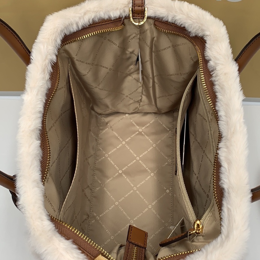 MICHAEL KORS AVRIL LARGE TOP ZIP SATCHEL LUGGAGE MULTI WITH FLUFFY FUR - Picture 10 of 16